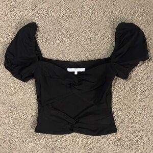 Black Cutout Puff Sleeve Top